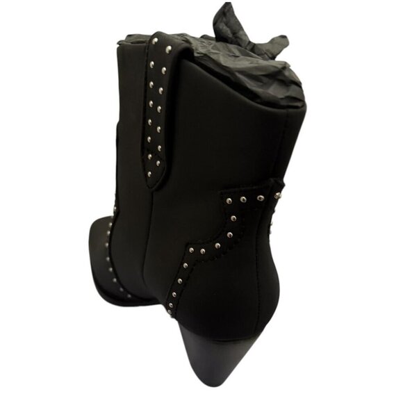 Aerosoles Womens Black Leather Lazu Studded Western Bootie Sz 7.5 New - Picture 4 of 14